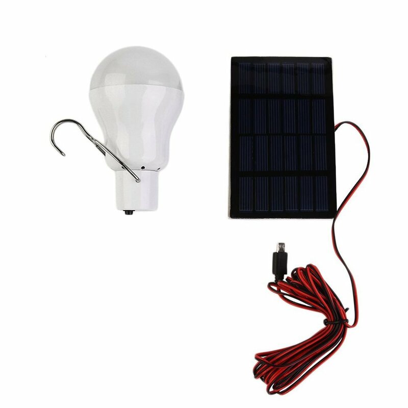 Lampu bohlam LED tenaga surya portabel 15W, lampu tenaga surya terisi daya energi surya, senter luar ruangan tenda memancing