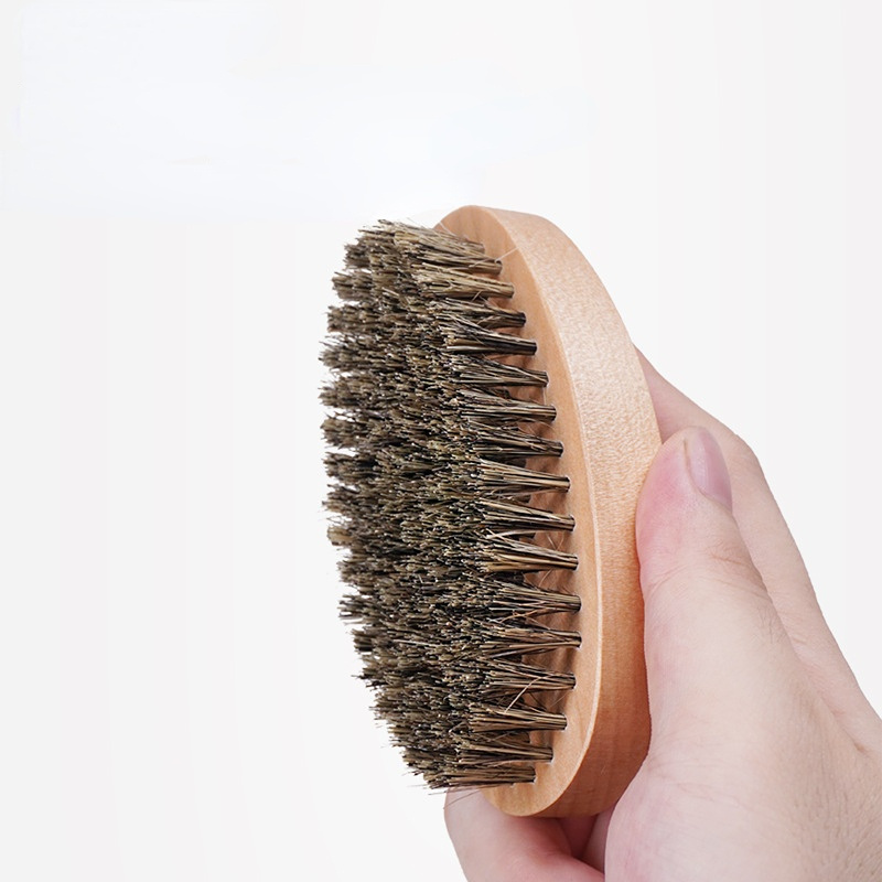 Cepillo de barba de cerdas de jabalí Natural para hombres, masaje facial de bambú que hace maravillas para peinar barbas y bigote, envío directo
