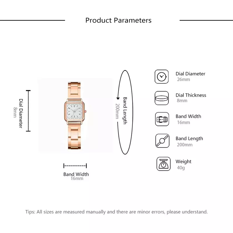 Relojes cuadrados de lujo para mujer, pulsera de cuarzo, color oro rosa, regalo Foe, novedad de 2024
