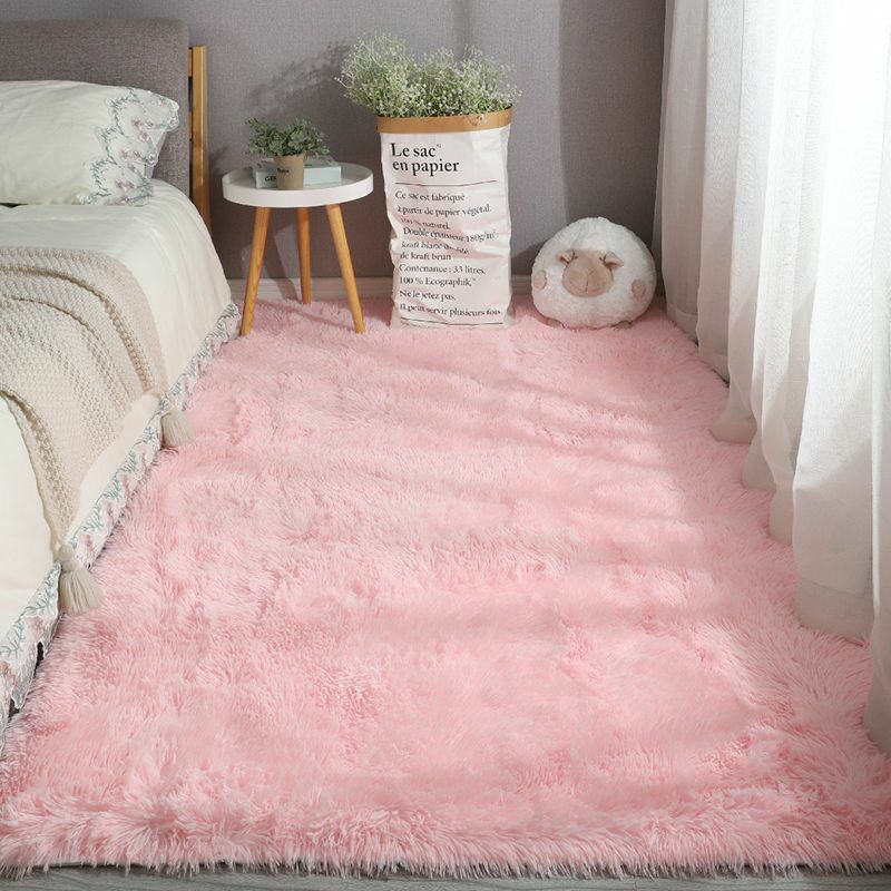 어린이 방용 핑크 침실 카펫, 귀여운 소녀 바닥, 부드러운 매트, 거실 장식, 흰색 푹신한 대형 어린이 침대 옆 러그