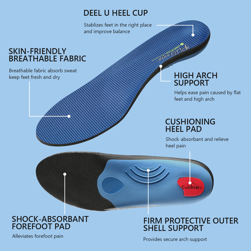 PCSsole ความสูงเพิ่มแม่แบบ Arch Support Insoles พื้นรองเท้า Orthopedic รองเท้าทำงานรองเท้าแทรกสำหรับ Plantar Fasciitis Heel Pain
