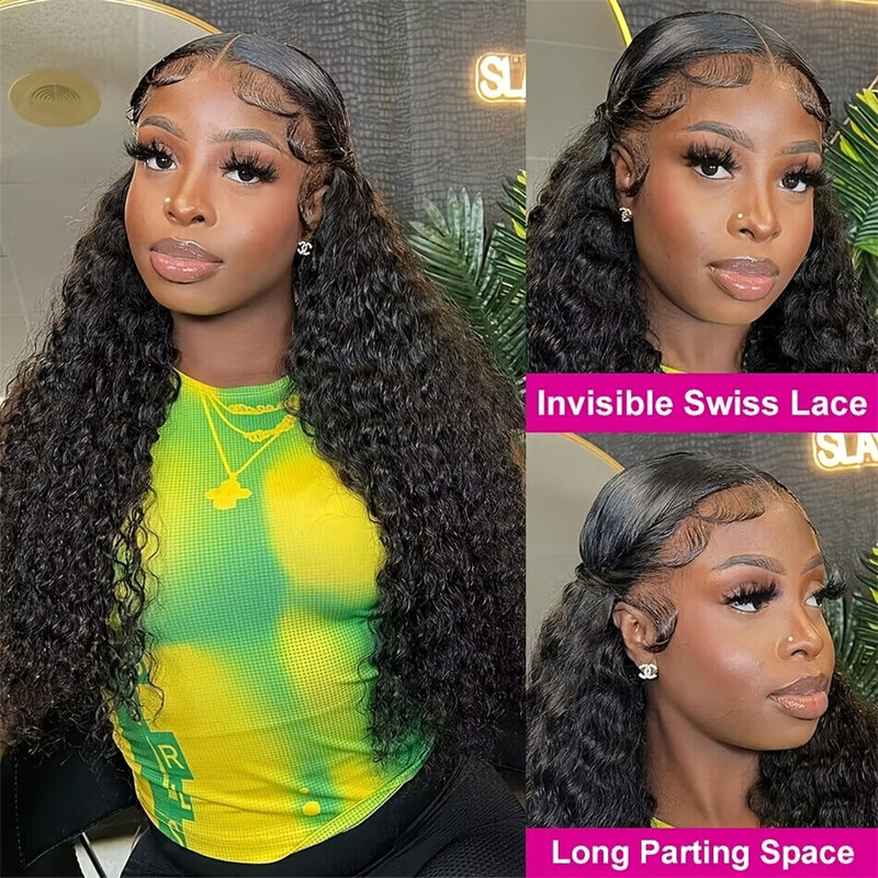 150% 180% Density Deep Wave Frontal Wigs For Black Women Curly Human Hair Brazilian 13x4 Wet And Wavy Water Wave Lace Wig