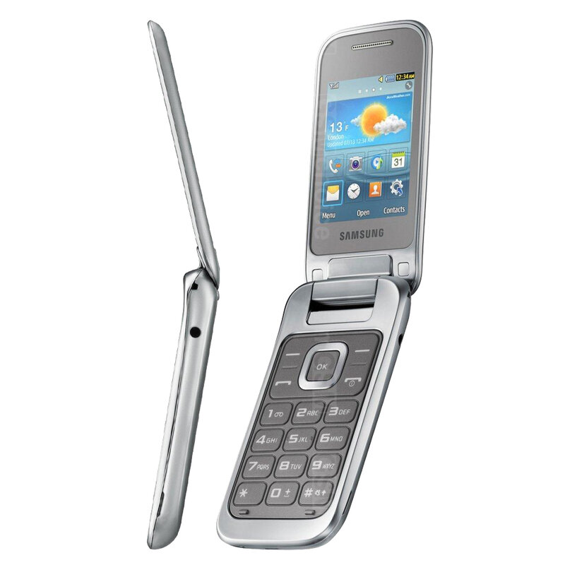 Samsung C2350โทรศัพท์มือถือ2G ของแท้, หน้าจอ TFT ขนาด2.4นิ้วมีกล้อง2MP บลูทูธวิทยุ FM GSM 850/900/1800โทรศัพท์พับได้แบบคลาสสิค