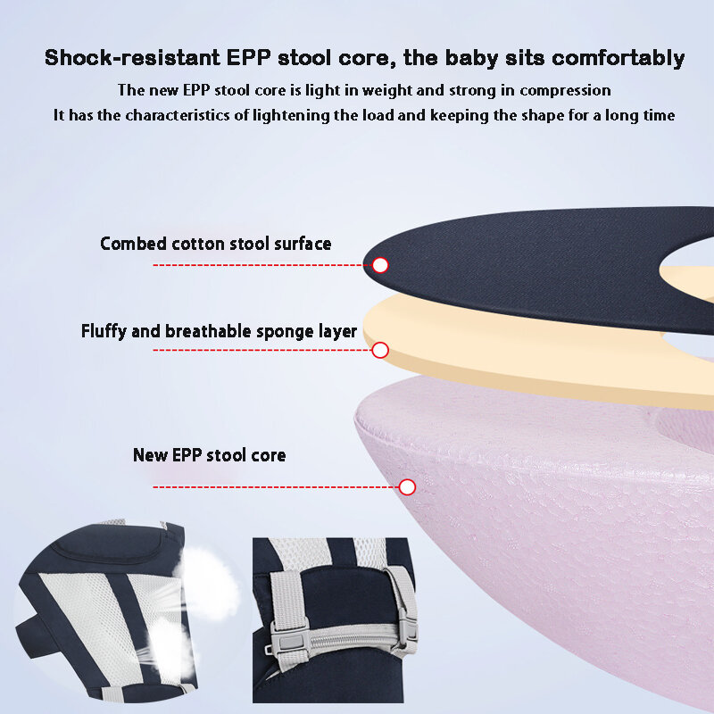 Portabebés con asiento de cadera para recién nacido, portabebés ergonómico con correas multiusos, envoltura de algodón, taburete de cintura para bebé de 0 a 36M