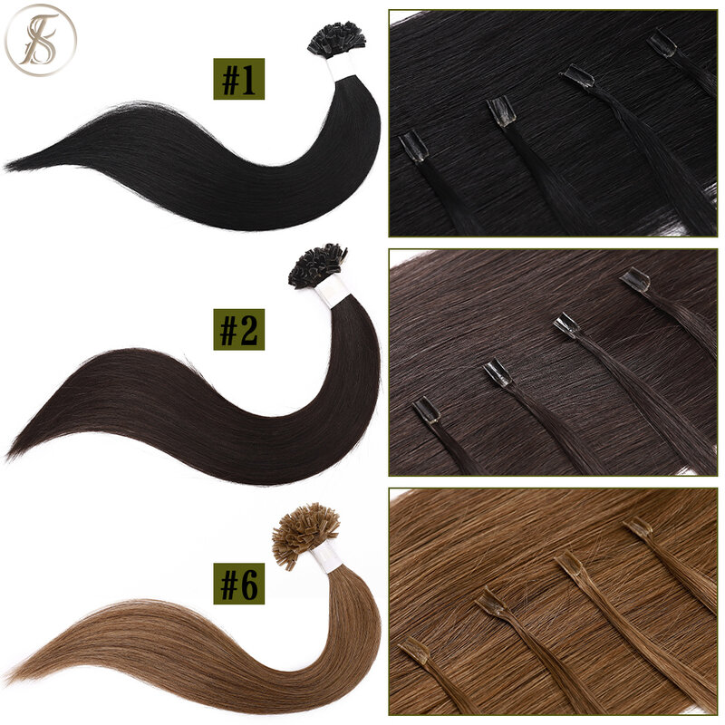 TESS U Tip-Extensions de Cheveux Naturels Pré-Collés, Microlink KerBrian, Capsules de Cheveux Humains, 1g par Pièce