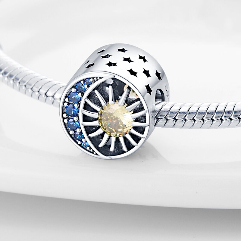 Nowość w diabelskie oko Charms Fit Pandora 925 oryginalne bransoletki 100% prawdziwe 925 srebro Star & Moon wisiorki koraliki DIY biżuteria