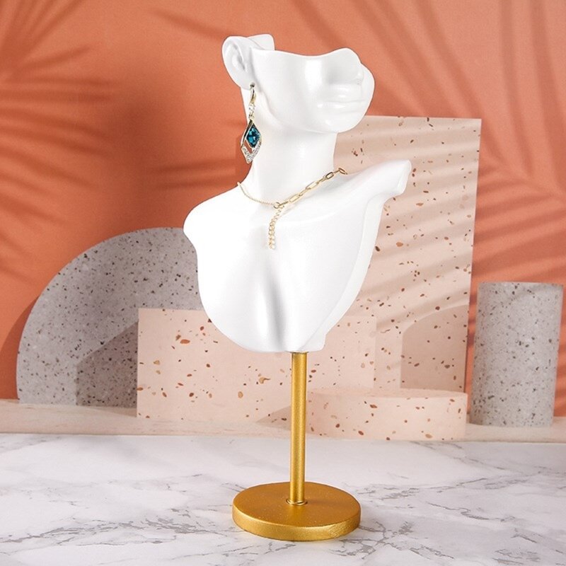 حامل الأقراط عارضة أزياء تمثال نصفي حامل المجوهرات قلادة نموذج حامل نسيج الراتنج