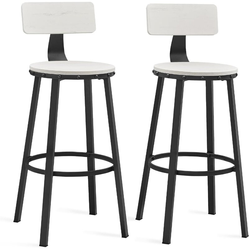 ar Stools Set of 2, Bar Height Barstools with Back, Counter Stools Bar Chairs with Backrest, Steel Frame, Easy Assembly, In