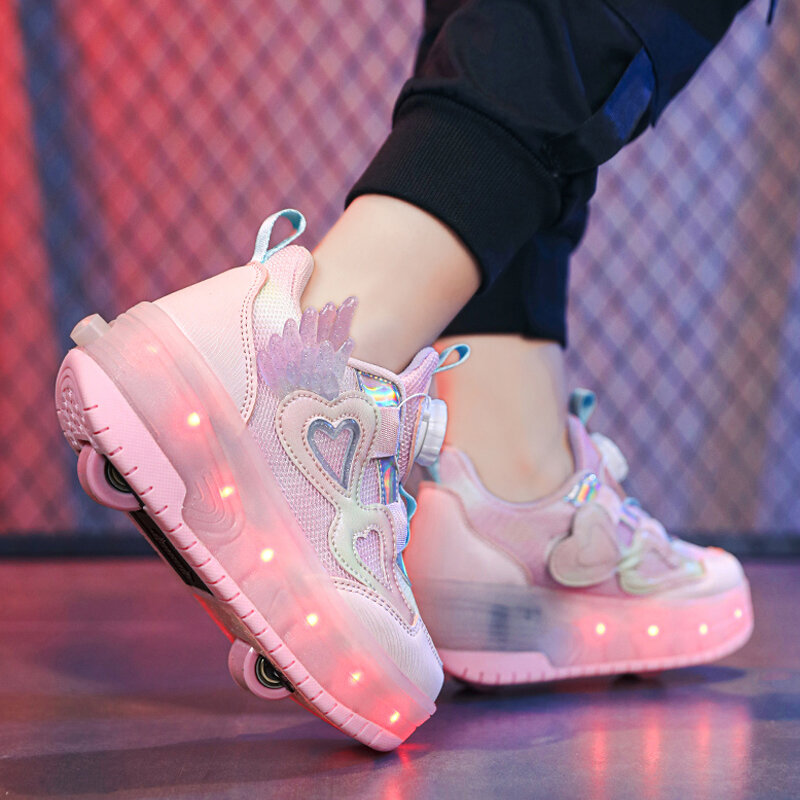 Rolschaatsschoenen Voor Meisjes Mode Casual Sport Sneakers Kids Speelgoed Games Outdoor 2 Wielen Light Up Boots Kind Schoenen