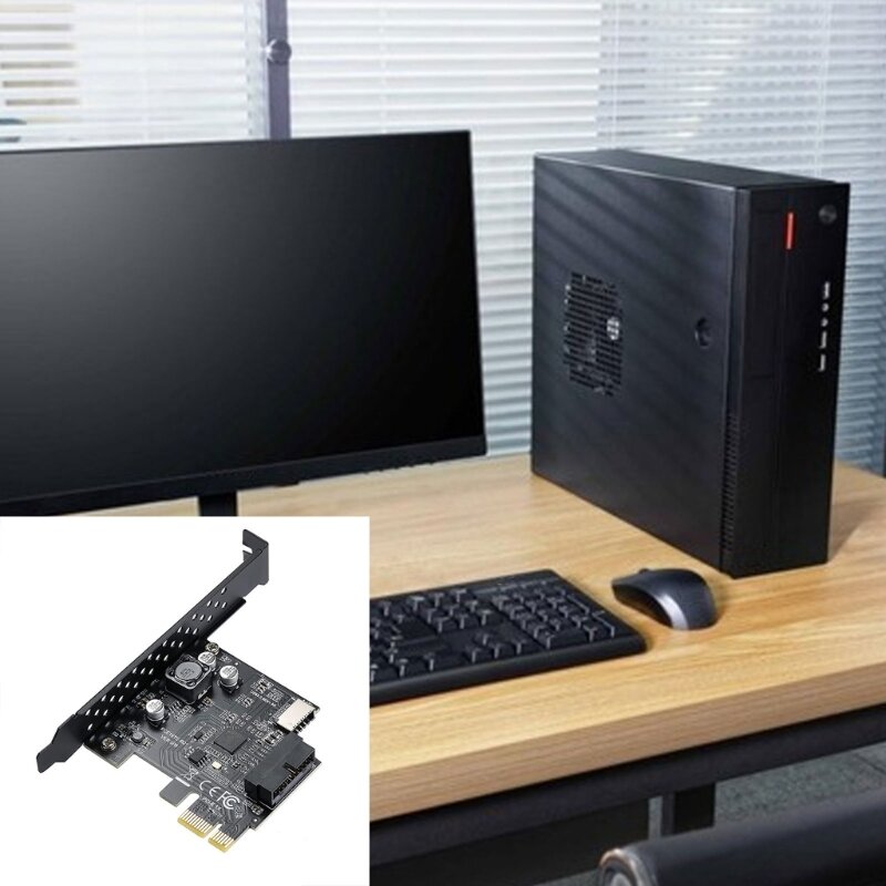 محول PCIe إلى USB3.2 لـ USB 3.2 19Pin + TypeE توسيع الكمبيوتر المكتبي للمحترفين لتقوم بها بنفسك بطاقة توسيع USB3.2 الأمامية GEN1