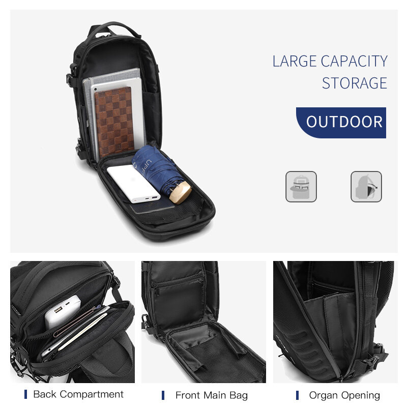 OZUKO Hard Shell Flex Bag borsa a tracolla sportiva da uomo borsa tattica da esterno multifunzionale di grande capacità impermeabile di alta qualità