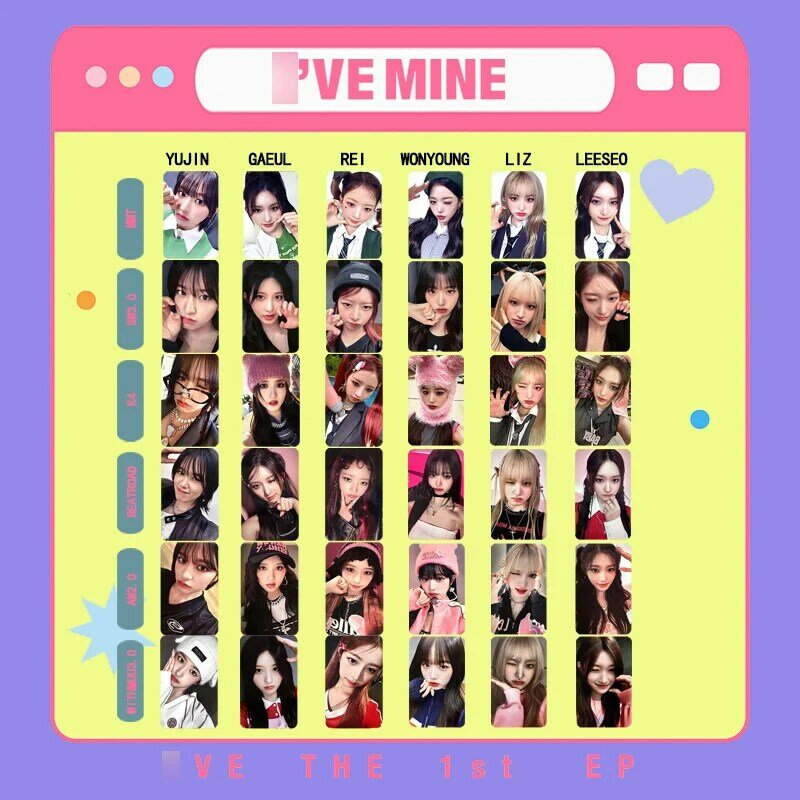 6pcs KPOP IVE nuovo Album i MINE SW BEATROAD lomotard Eleven Girl Group YUJIN auricolari Leeseo Wonyoung Gaeul cartolina Photo Card