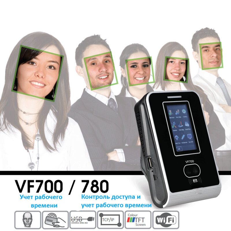 VF780 Terminal kontrol akses dan absensi wajah multifungsi waktu terminal identifikasi wajah