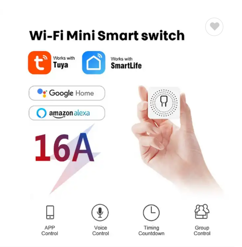 Graffiti Smart Wifi Mini Pass-Through Retrofit 16A Dual Control Verborgen Home Mobiele Voice Control Light Switch