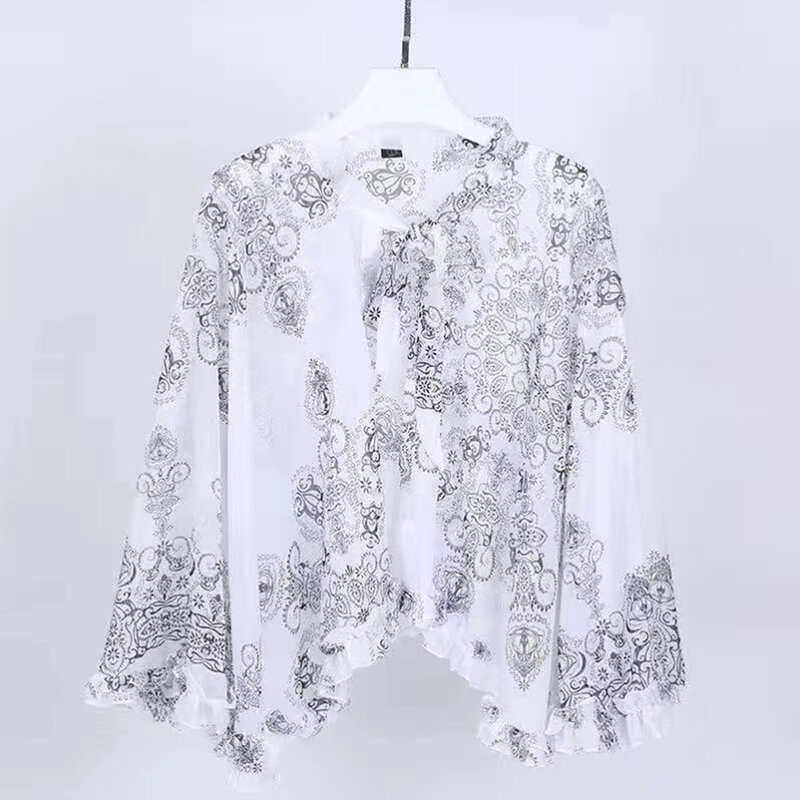 Summer Sunscreen Sleeve Print Flower Chiffon Shawls For Driving Long Sleeve Scarf Riding Arm Shade Sun Protection Outdoor Shawl