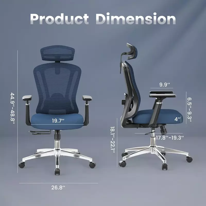 ホームオフィス用メッシュチェア,デラックスコンピューターチェア,3Dアームレストと調節可能なヘッドレスト,ハイバック
