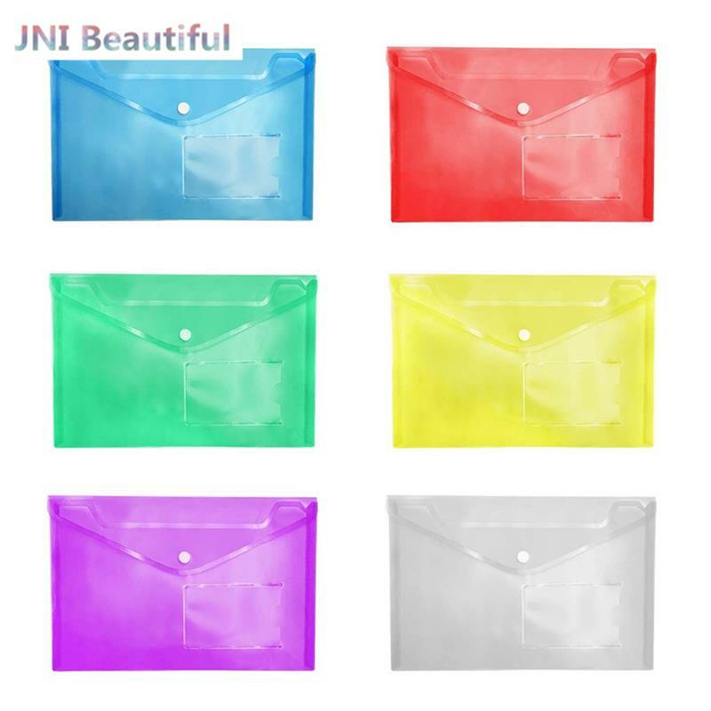 Transparent Colorful Plastic A5 Folders File Bag Document Hold Bags Folders Paper Storage Stationery Storage 1pc