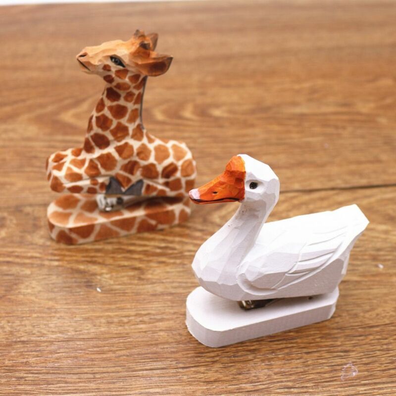 Stapler pengikat kertas ukiran kayu 3D, pelapis kertas berbentuk hewan untuk kerajinan tangan buatan tangan