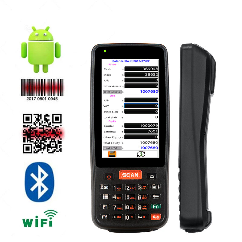 Terminal de Coletor de Dados Handheld Robusto sem Scanner, Android 9.0, 4G, NFC, Wi-Fi Mobile PDA