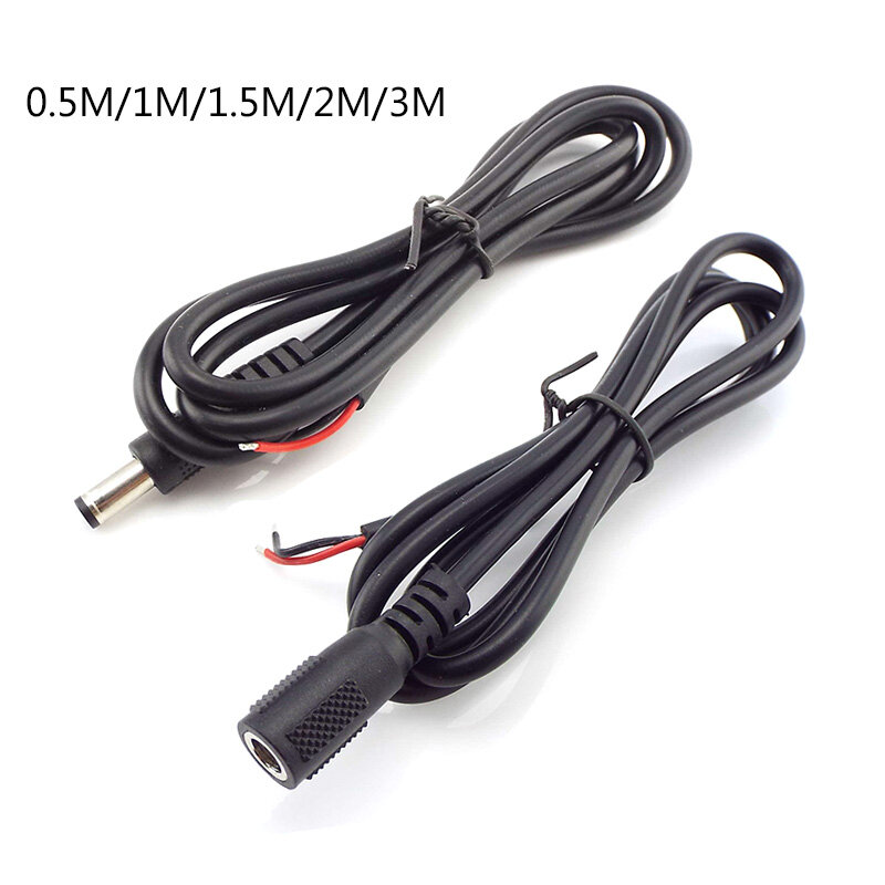 Konektor DC kabel laki-laki perempuan kawat 2.1x5.5mm steker Jack Power Adapter untuk DIY LED Strip lampu soket listrik 20AWG