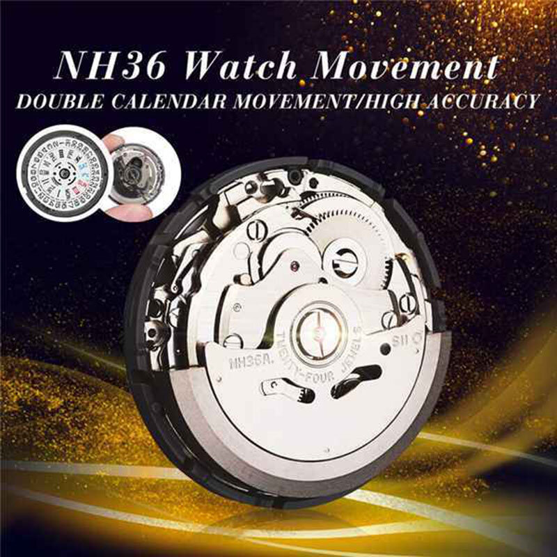 Peças masculinas relógio mecânico movimento nh36 movimento relógio acessório