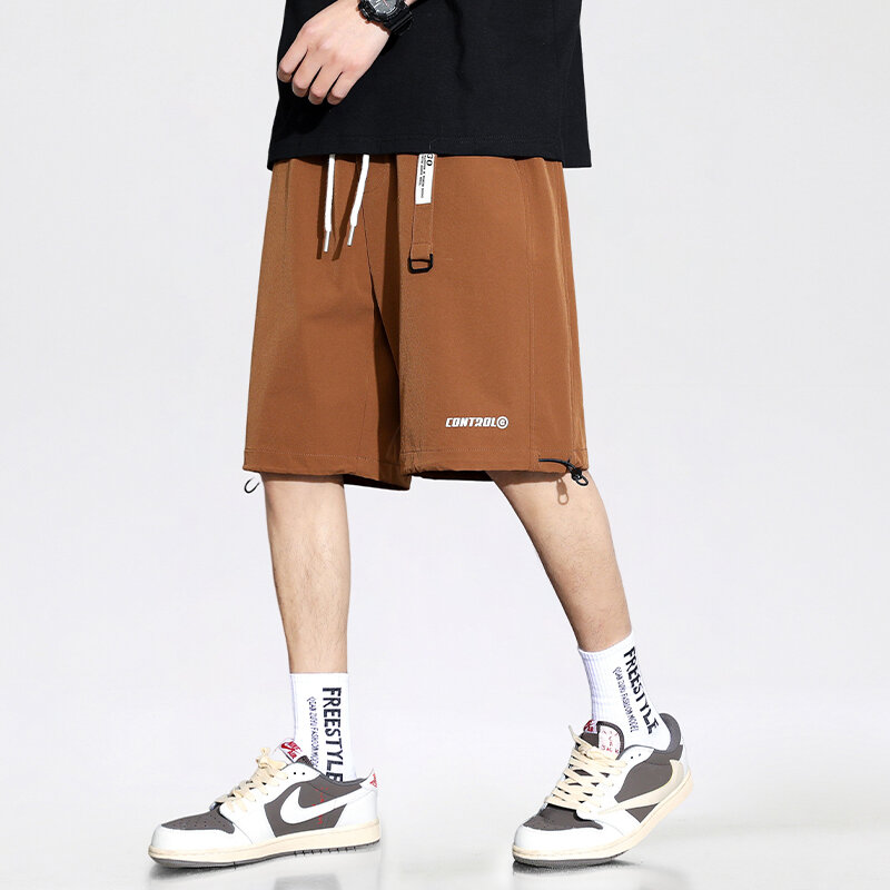 Calção de bolso masculino com vários bolsos, calça larga Harajuku curta larga, streetwear casual reto, moda coreana, verão, Y2k