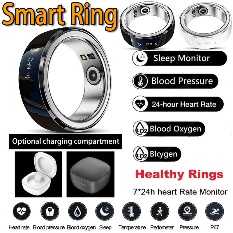 New Smart Ring Men Multiple sport modes Sleep monitoring NFC IP68 Waterproof Women Sport Health Monitoring Ring2024 Couple style