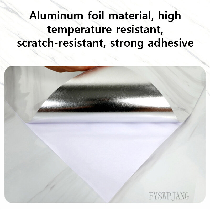 Marmor selbstklebende Tapete Aluminiumfolie Wandaufkleber wasserfestes Kontaktpapier für Küche dekorative Folie Heimdekoration