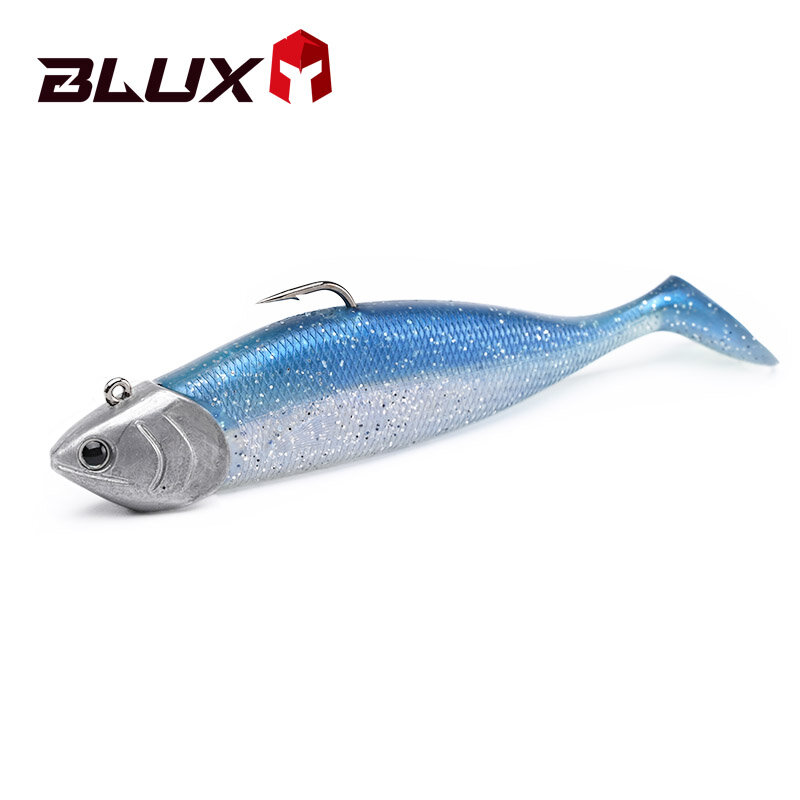 BLUX bld SHAD 80mm 105mm leurre de pêche souple, queue noire, appât artificiel en Silicone, eau salée, bar, Swimbait Gear