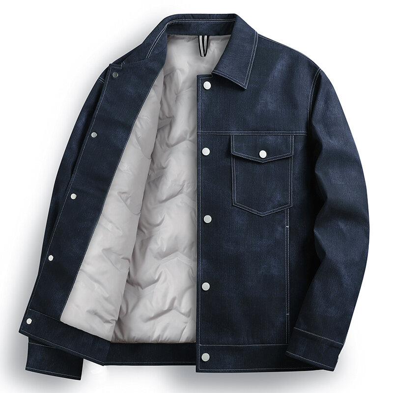 Jaket trench parka Musim Dingin 2023, jaket bulu angsa putih pria, mantel hangat tebal parka 80% untuk pakaian kerja Vintage