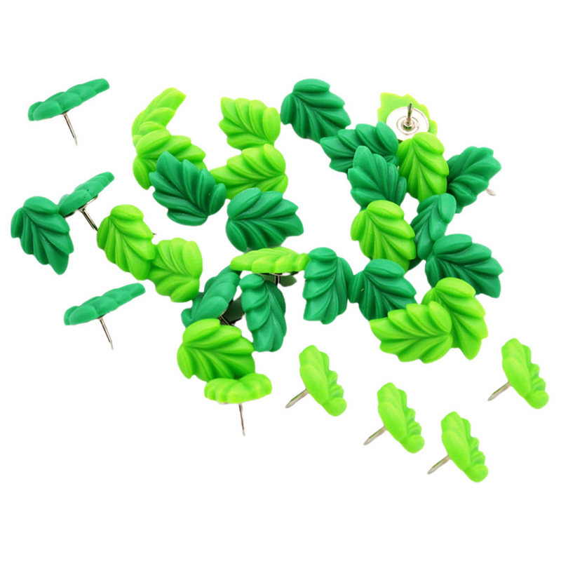 녹색 잎 장식 푸시 핀, 평평한 엄지 압정, 게시판 압정 코르크 보드 푸시 핀, 사진 고정, 벽 지도