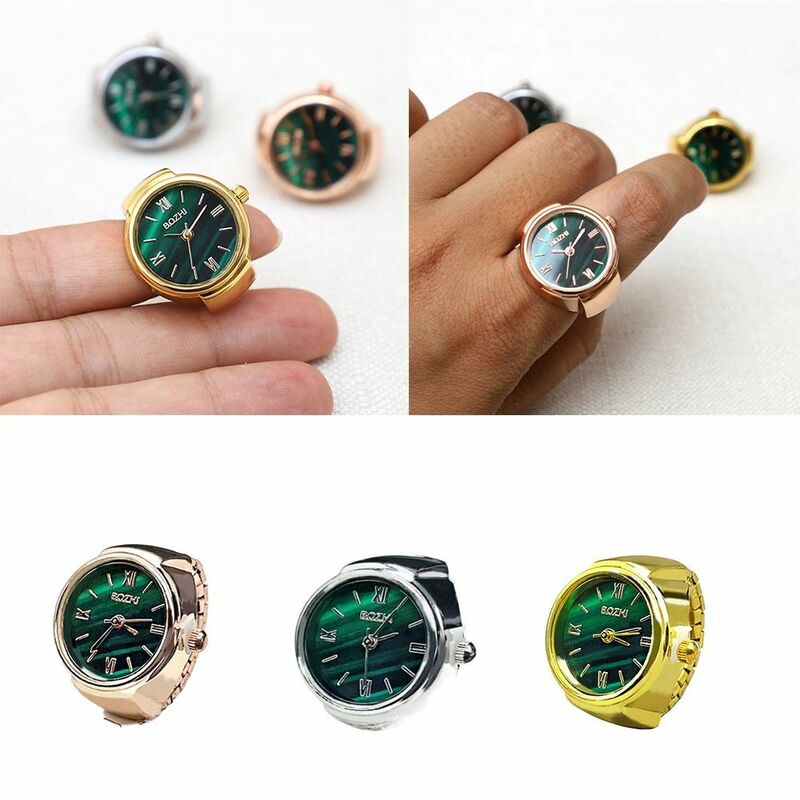 Винтажные ювелирные часы, модные цифровые часы, круглые кварцевые кольца на палец, эластичные кольца, часы-кольца
