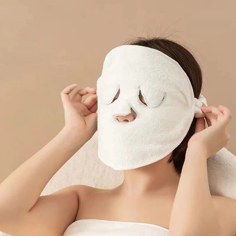 Toalla Facial en forma de cara, Toalla blanca hidratante e hidratante para salón de belleza y máscara de compresa caliente fría, toalla Facial engrosada