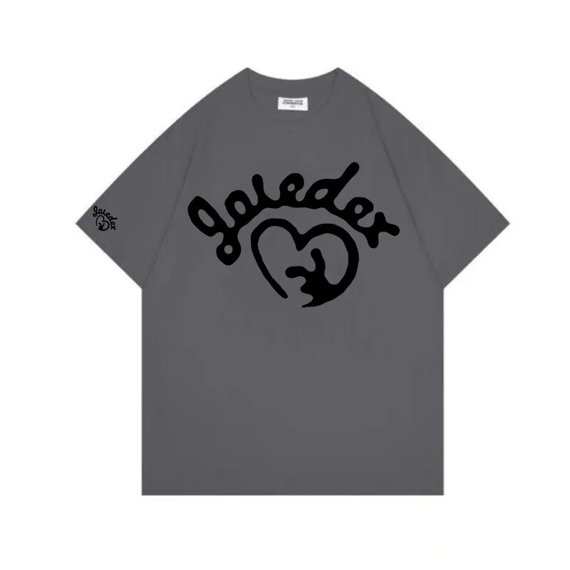 Camiseta de algodão de manga curta masculina, blusa coreana com logotipo balde grande, moda de rua, estilo solto, moda golfe, verão, nova, 2024