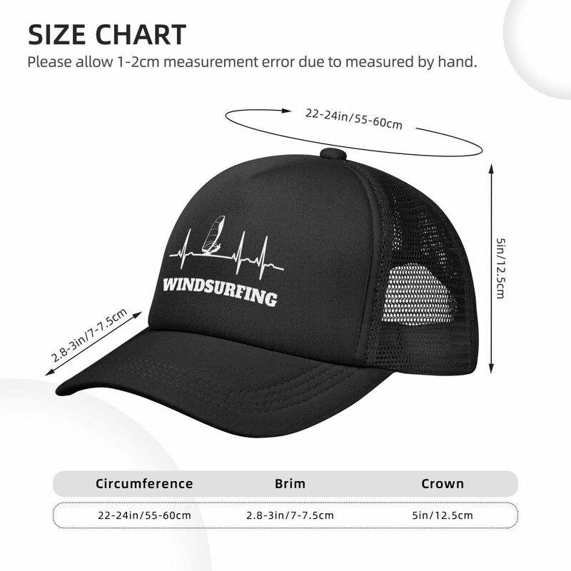 Windsurfer Heartbeat Windsurfing Baseball Caps Mesh Hats Adjustable Sport Unisex Caps