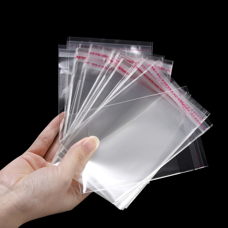 Transparente Self Adhesive Seal Bags, Sacos de Celofane Plástico OPP, Gift Bag & Pouch, Jóias Embalagem Sacos, 100pcs por lote