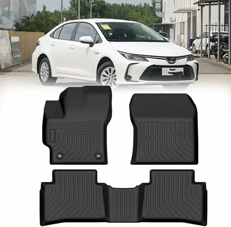 Alfombrillas antideslizantes de TPE para coche, alfombrillas de alta resistencia para todo tipo de clima para Toyota Corolla 2014-2019, sin olor, 1ª y 2ª fila, color negro
