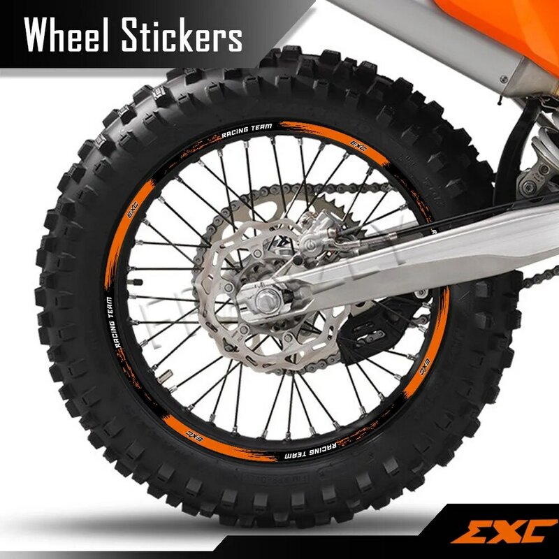 สำหรับ KTM EXC 125 200 250 300 350 400 450 500 525 530 EXC-F สะท้อนแสงรถจักรยานยนต์อุปกรณ์เสริมสติกเกอร์ล้อขอบรูปลอกเทป