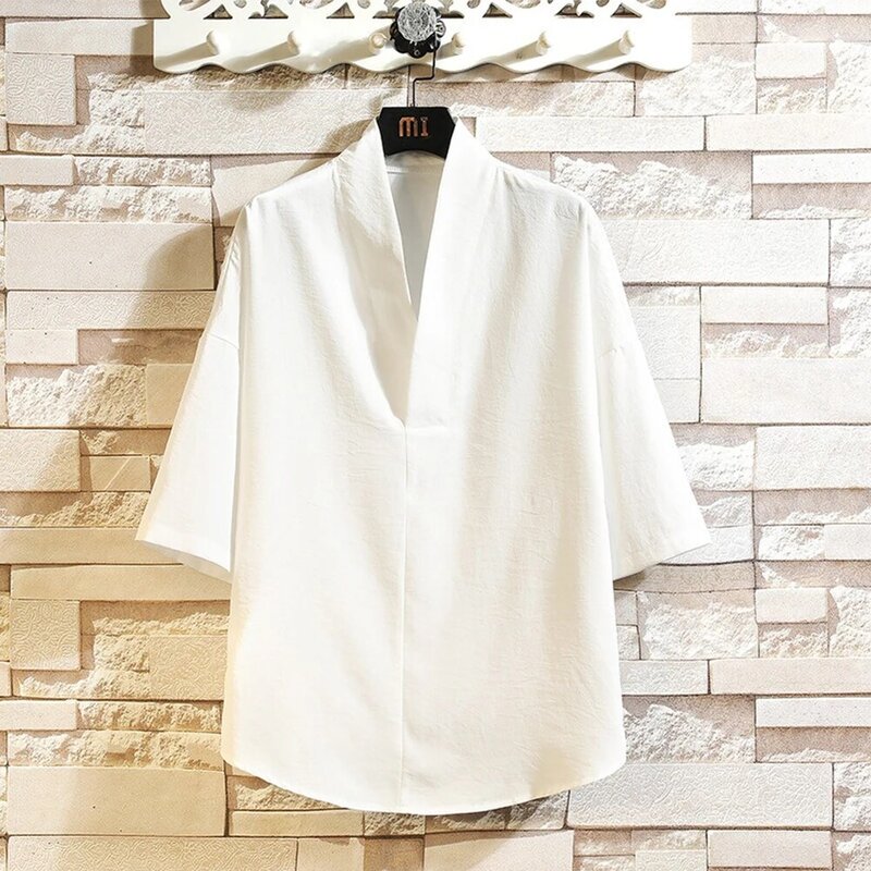 Top da uomo Top Daily Half Sleeved Kimono Regular tinta unita T-Shirt con scollo a V Casual Top per uomo a prezzi accessibili nuovo di zecca
