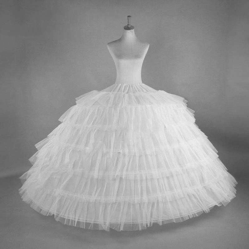 110 Cm In Diameter 6 Hoepels Grote Witte Quinceanera Jurk Petticoat Super Pluizige Crinoline Slip Onderrok Voor Trouwjurk
