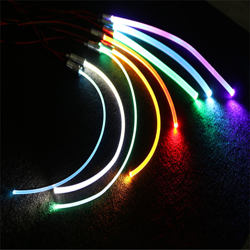 Luces de fibra óptica de 1m de largo, luces de iluminación de Cable de fibra óptica con brillo lateral Pmma, luz brillante de fiesta para coche, luces Led brillantes