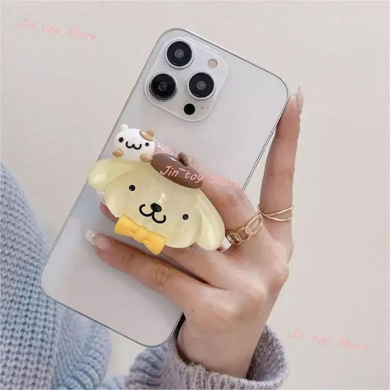 Luminous Sanrio Kuromi Cinnamoroll 3D Mobile Phone Bracket Kawaii My Melody Pochacco Pom Pom Purin Phone Grip Cell Phone Holder
