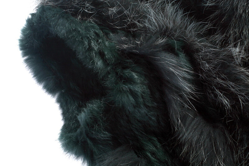 Chaleco de piel de conejo Real para mujer, chaqueta sin mangas de punto de alta gama, Cuello de piel de mapache Natural, 2021