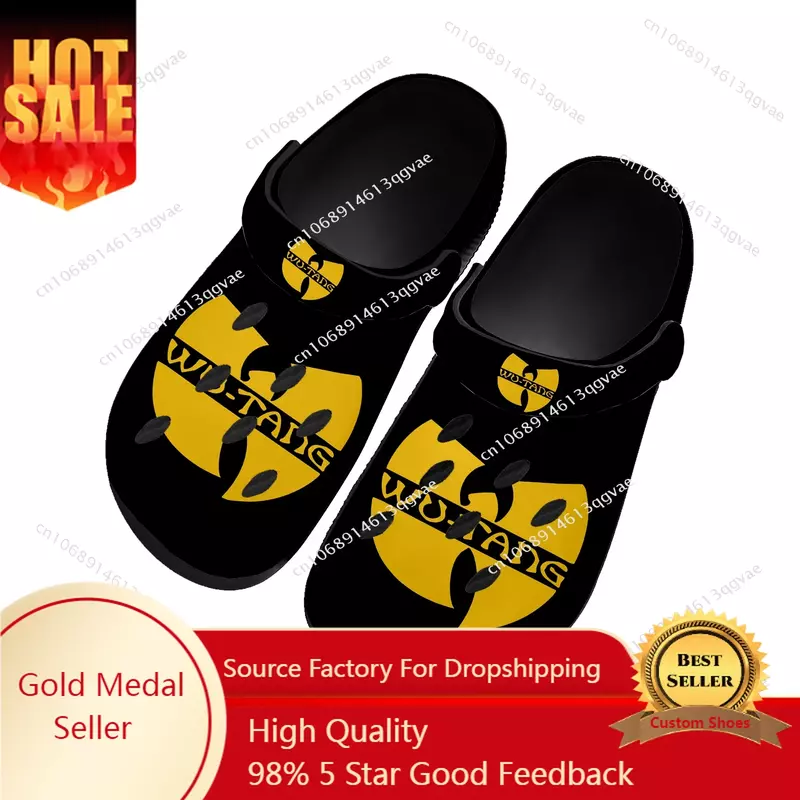 W-Wu C-Clan Home Clogs Custom Made Water Shoe Men Women Teenager T-Tang Sandals Garden Clog Breathable Beach Hole Slippers Black