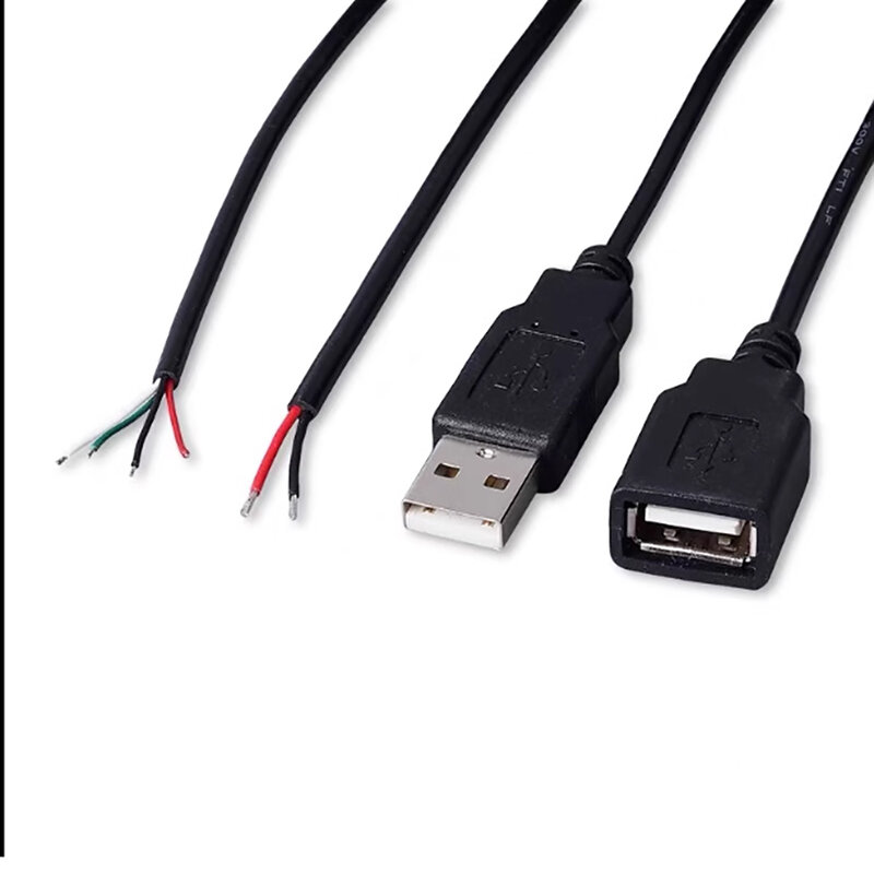 0.3m/0.5m/1 m5v cavo di alimentazione USB 2 Pin USB 2.0 A femmina maschio 4 pin cavo Jack caricabatterie cavo di ricarica connettore di prolunga fai da te