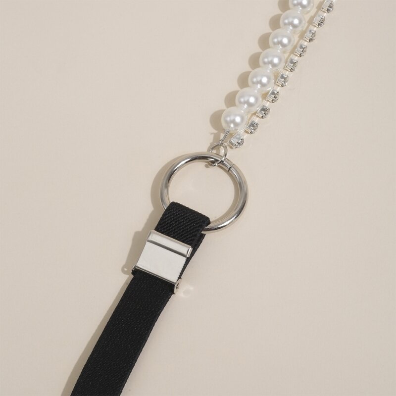 Tirantes ajustables con diamantes imitación y perlas para mujer y niña, tirantes elásticos con Clip en forma Y, 3 clips