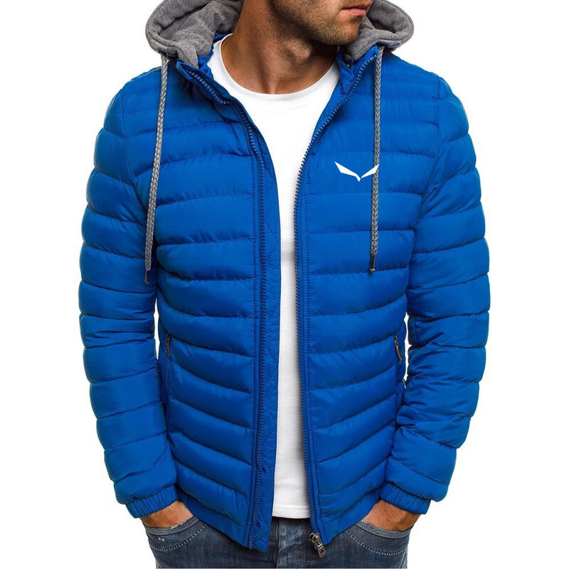 SALEWA-Doudoune à capuche épaisse en coton imprimé pour hommes, veste zippée à manches longues, automne et hiver, nouveau