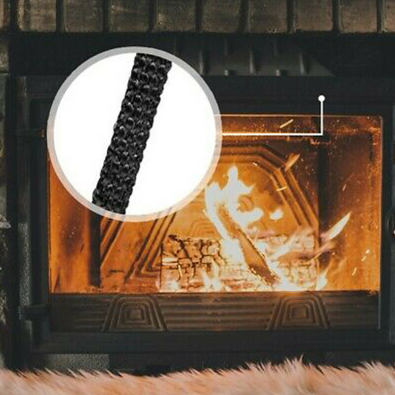 Tali kompor datar hitam, segel kaca perekat 10mm lebar X 3mm tali api Strip segel suhu tinggi