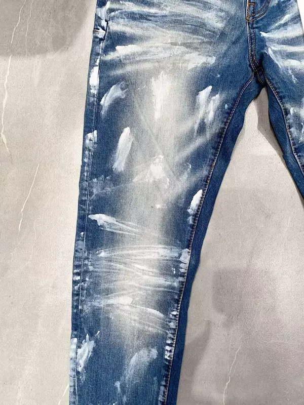 Jeans di marca ROCA viola riparazione di alta qualità Denim Skinny a vita bassa 1:1 pantaloni taglia 28-40