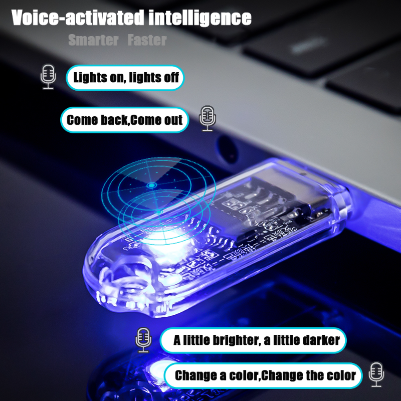 Lampu Steker USB Pintar Lampu Baca Perlindungan Mata LED Lampu Kecil USB Pengisi Daya Seluler Komputer Lampu Malam Kontrol Suara